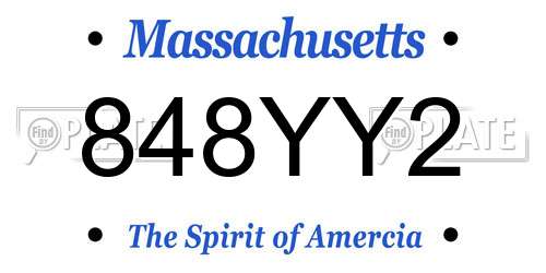 848YY2 Massachusetts License Plate