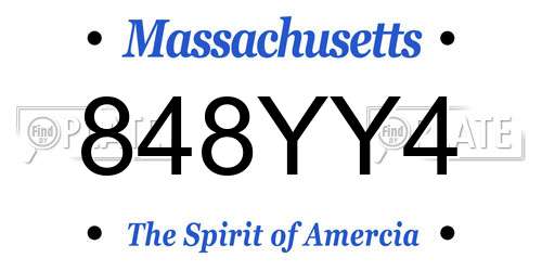 848YY4 Massachusetts License Plate