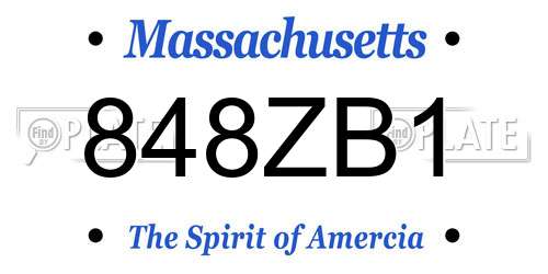 848ZB1 Massachusetts License Plate