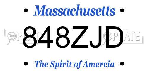 848ZJD Massachusetts License Plate