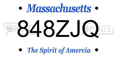 848ZJQ Massachusetts License Plate