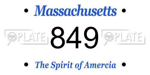 849 Massachusetts License Plate