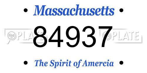 84937 Massachusetts License Plate