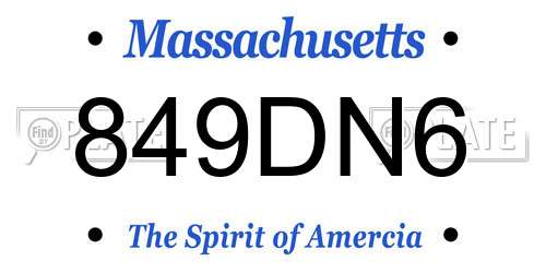 849DN6 Massachusetts License Plate