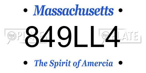 849LL4 Massachusetts License Plate