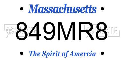 849MR8 Massachusetts License Plate