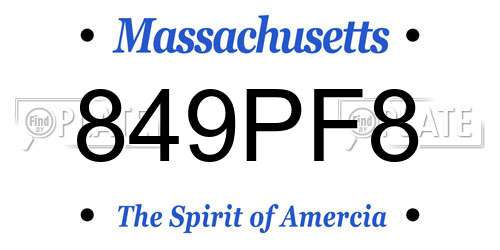 849PF8 Massachusetts License Plate