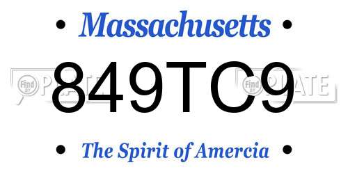849TC9 Massachusetts License Plate