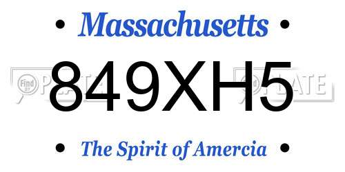 849XH5 Massachusetts License Plate
