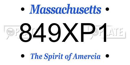 849XP1 Massachusetts License Plate