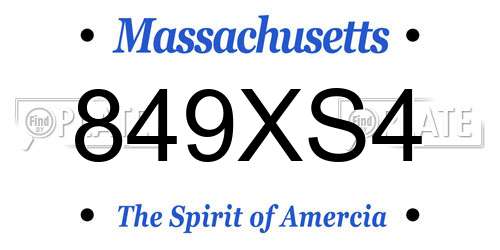 849XS4 Massachusetts License Plate