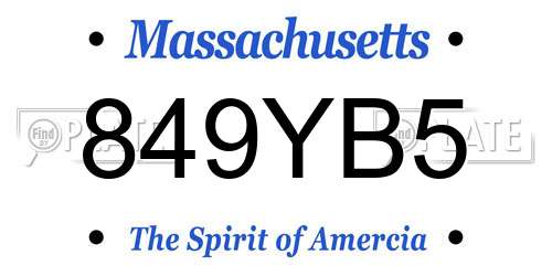 849YB5 Massachusetts License Plate