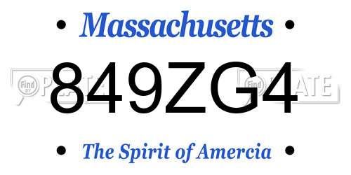 849ZG4 Massachusetts License Plate