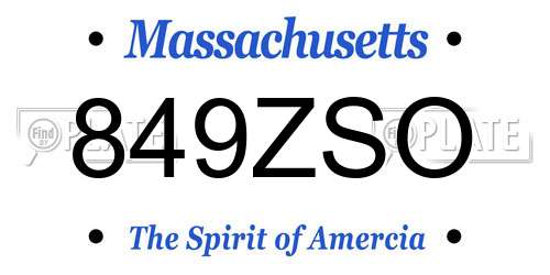 849ZSO Massachusetts License Plate