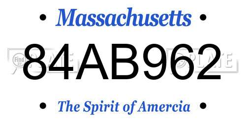 84AB962 Massachusetts License Plate