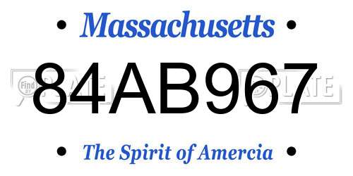 84AB967 Massachusetts License Plate