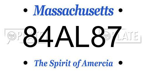 84AL87 Massachusetts License Plate