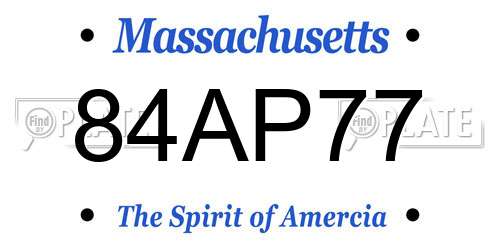 84AP77 Massachusetts License Plate