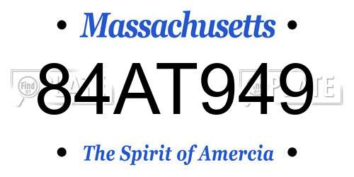84AT949 Massachusetts License Plate
