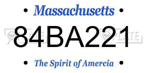 84BA221 Massachusetts License Plate