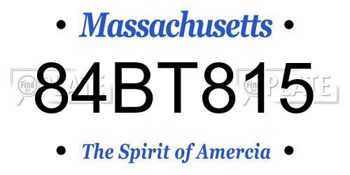 84BT815 Massachusetts License Plate
