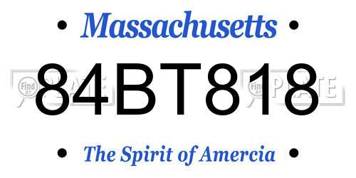 84BT818 Massachusetts License Plate