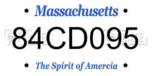 84CD095 Massachusetts License Plate