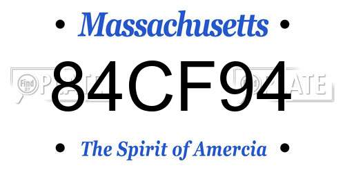 84CF94 Massachusetts License Plate
