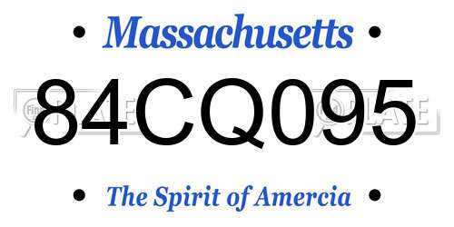 84CQ095 Massachusetts License Plate