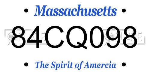 84CQ098 Massachusetts License Plate