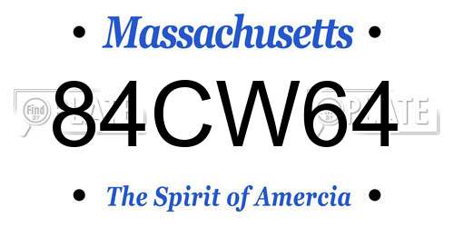 84CW64 Massachusetts License Plate