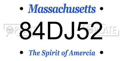 84DJ52 Massachusetts License Plate