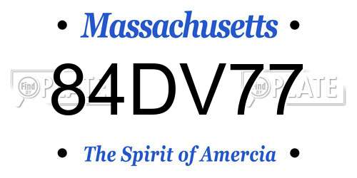 84DV77 Massachusetts License Plate