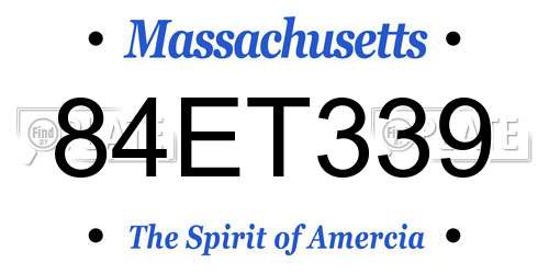 84ET339 Massachusetts License Plate