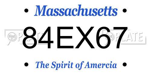 84EX67 Massachusetts License Plate