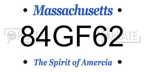 84GF62 Massachusetts License Plate