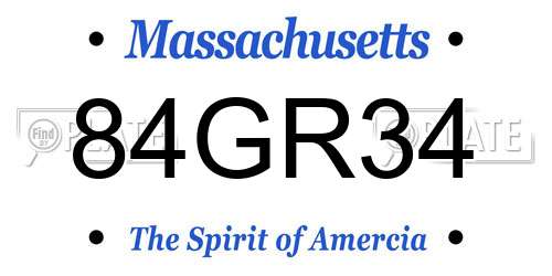 84GR34 Massachusetts License Plate
