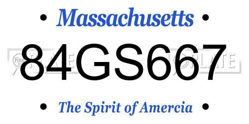 84GS667 Massachusetts License Plate