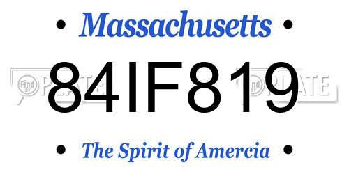 84IF819 Massachusetts License Plate