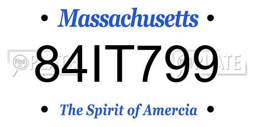 84IT799 Massachusetts License Plate