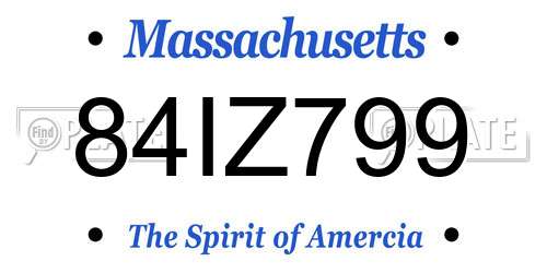 84IZ799 Massachusetts License Plate