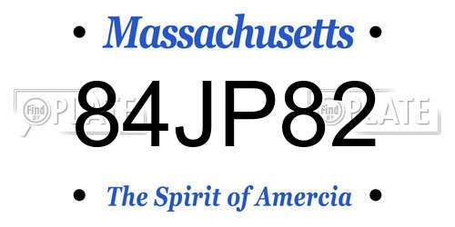 84JP82 Massachusetts License Plate