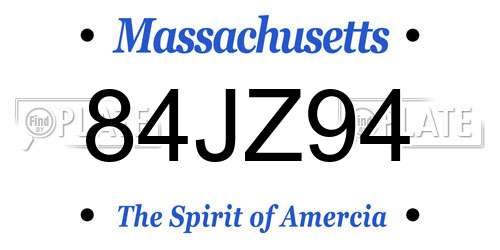 84JZ94 Massachusetts License Plate