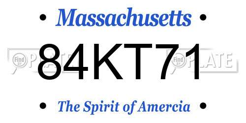 84KT71 Massachusetts License Plate