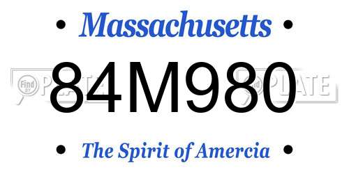 84M980 Massachusetts License Plate
