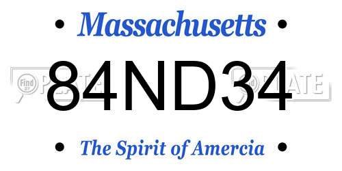 84ND34 Massachusetts License Plate
