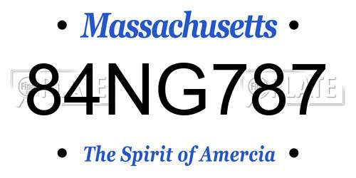 84NG787 Massachusetts License Plate