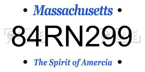 84RN299 Massachusetts License Plate