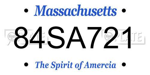 84SA721 Massachusetts License Plate
