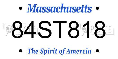 84ST818 Massachusetts License Plate